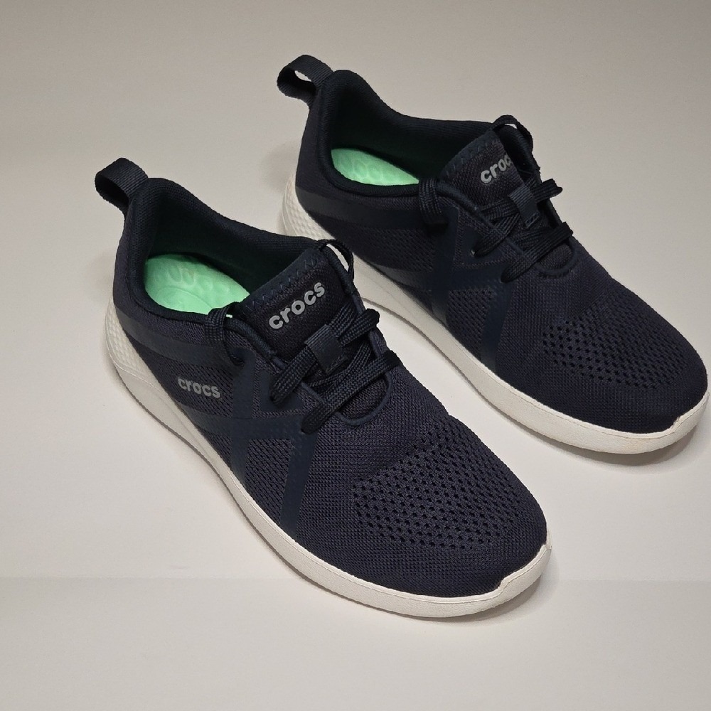 Crocs LiteRide Pacer Navy Blue White Kids Sneakers 206070 Size M7 J6